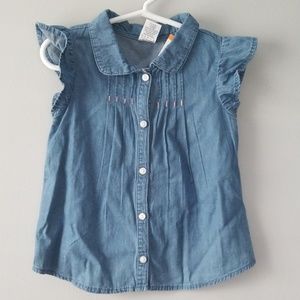 Girls Flutter Sleeve Chambray Shirt